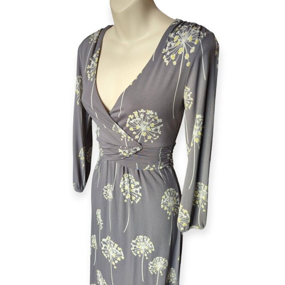 BODEN Edie Dress Dandelion Print Gray Long Sleeve Stretch Flattering 6L 6 Long - Picture 3 of 7